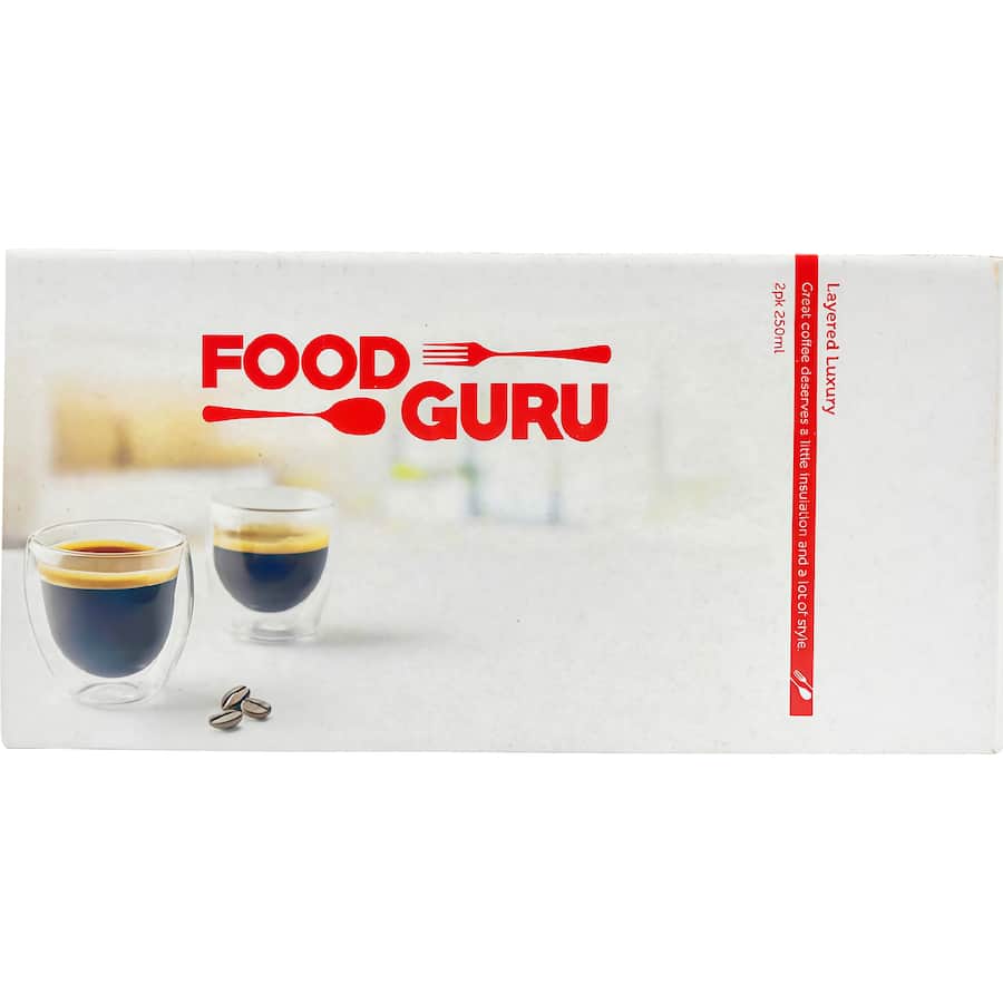 Food Guru Mugs Double Wall Latte 2 pack