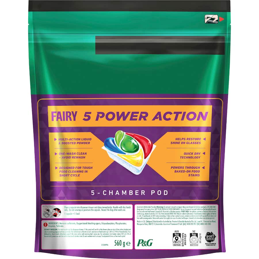 Fairy 5 Power Action Dishwasher Capsules Lemon 34pack