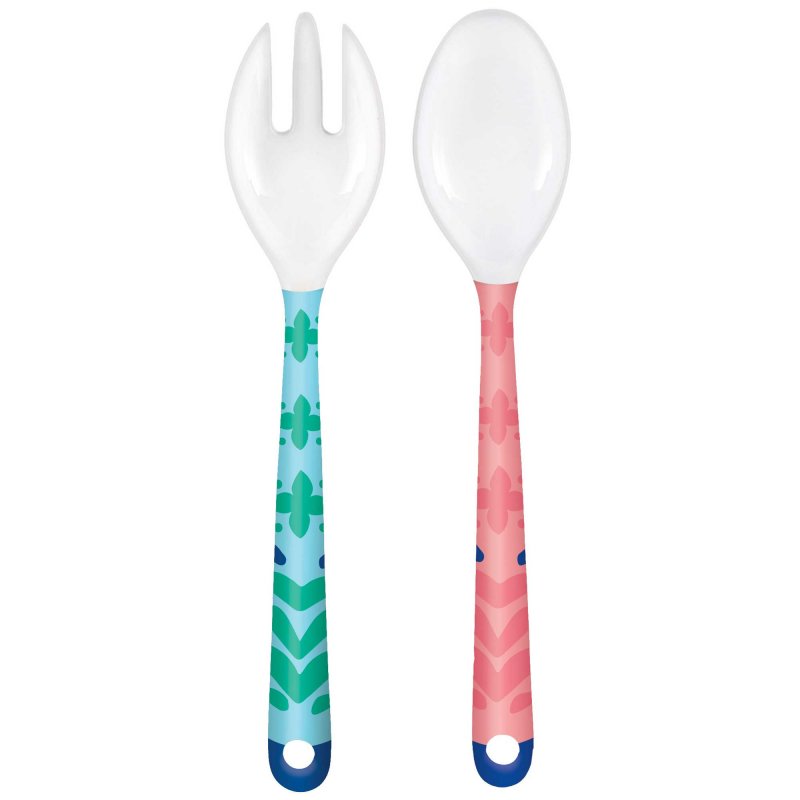 Colorful melamine salad serving set in boho style, 24cm, durable, shatterproof, perfect for entertaining or family dining.