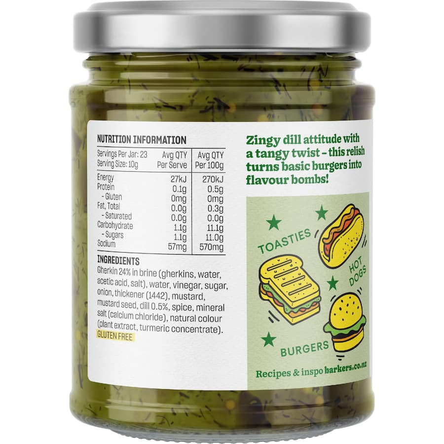 Barkers Burger Relish Dill & Pickle 235g