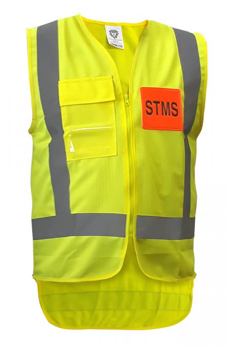 Caution, Hi Vis STMS Vest, PCV1504 - Fluoro Yellow - XS