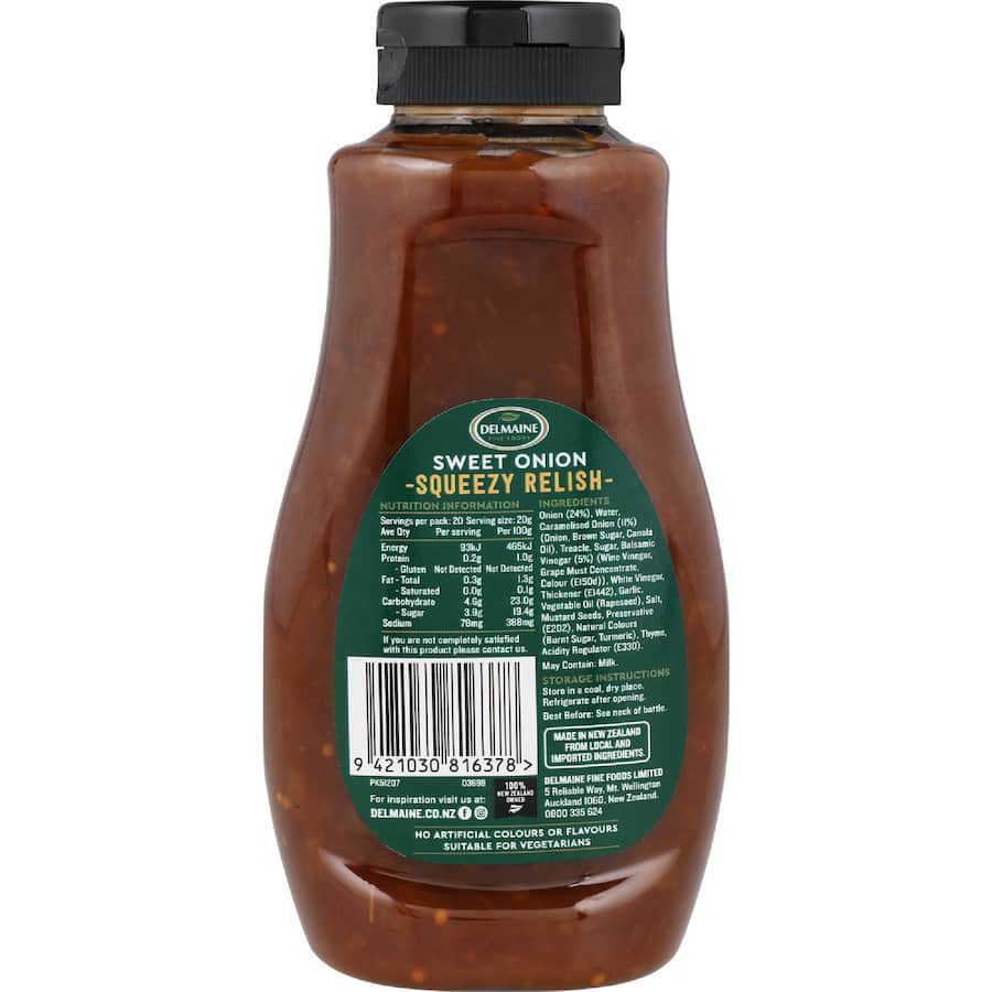 Delmaine Onion Relish Squeezy Caramelised 400g