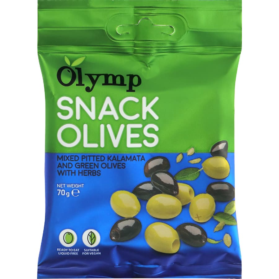 Olymp Green Olives Snack Mixed Pitted With Herbs 70g