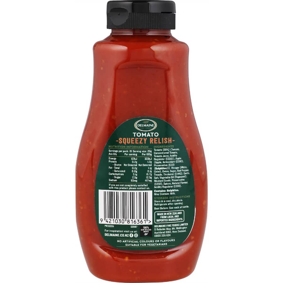 Delmaine Tomato Relish Squeezy 380g