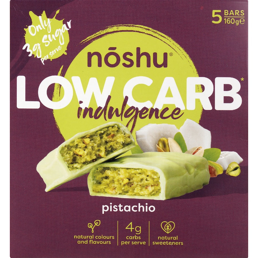 Noshu Low Carb Indulgence Bars Pistachio 160g