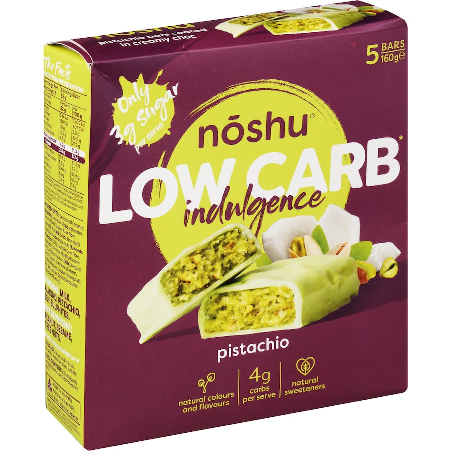 Noshu Low Carb Indulgence Bars Pistachio 160g