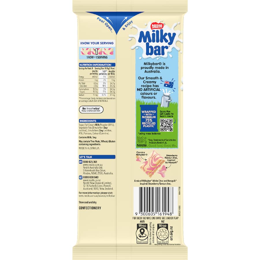Nestlé Nesquik Chocolate Block Milkybar Strawberry 170g
