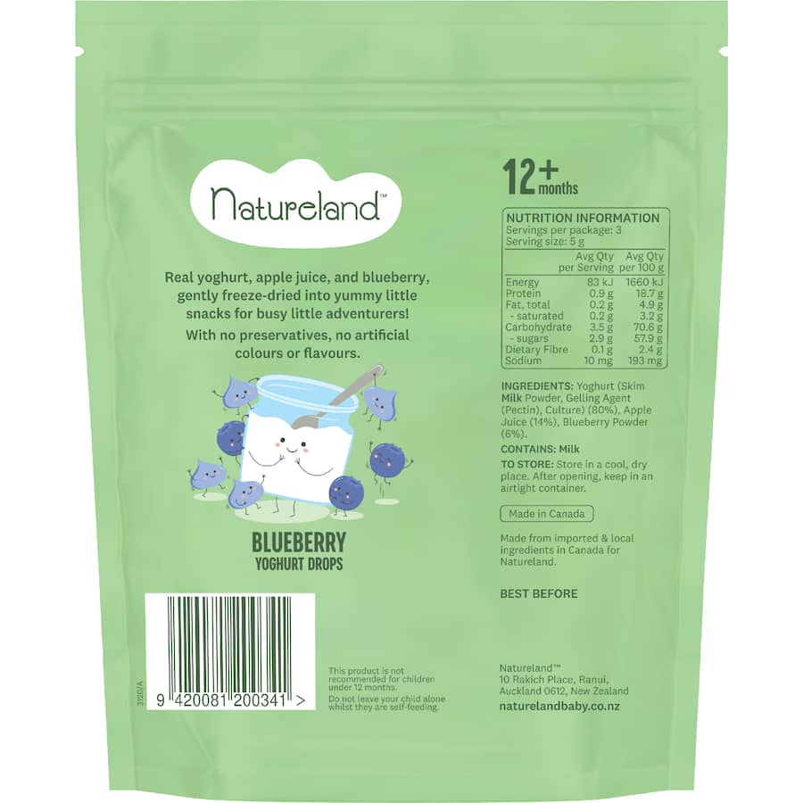 Natureland Baby Snacks Yoghurt Drops Blueberry 15g