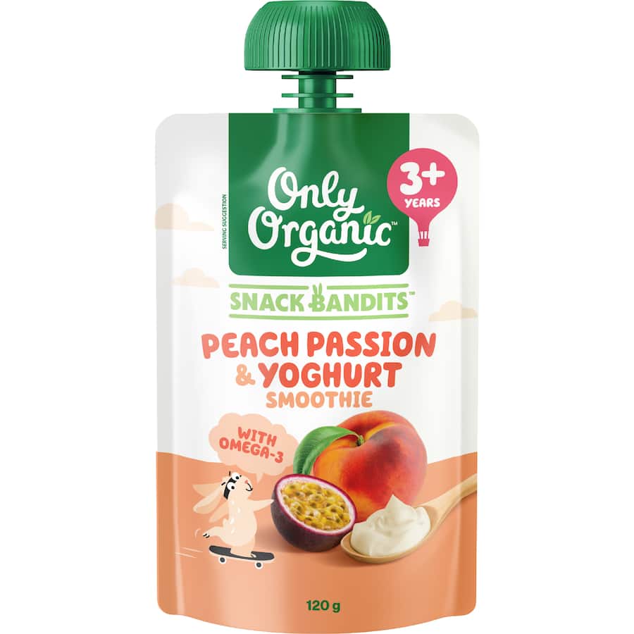 Only Organic Snack Bandits Yoghurt Smoothie Peach Passion 120g