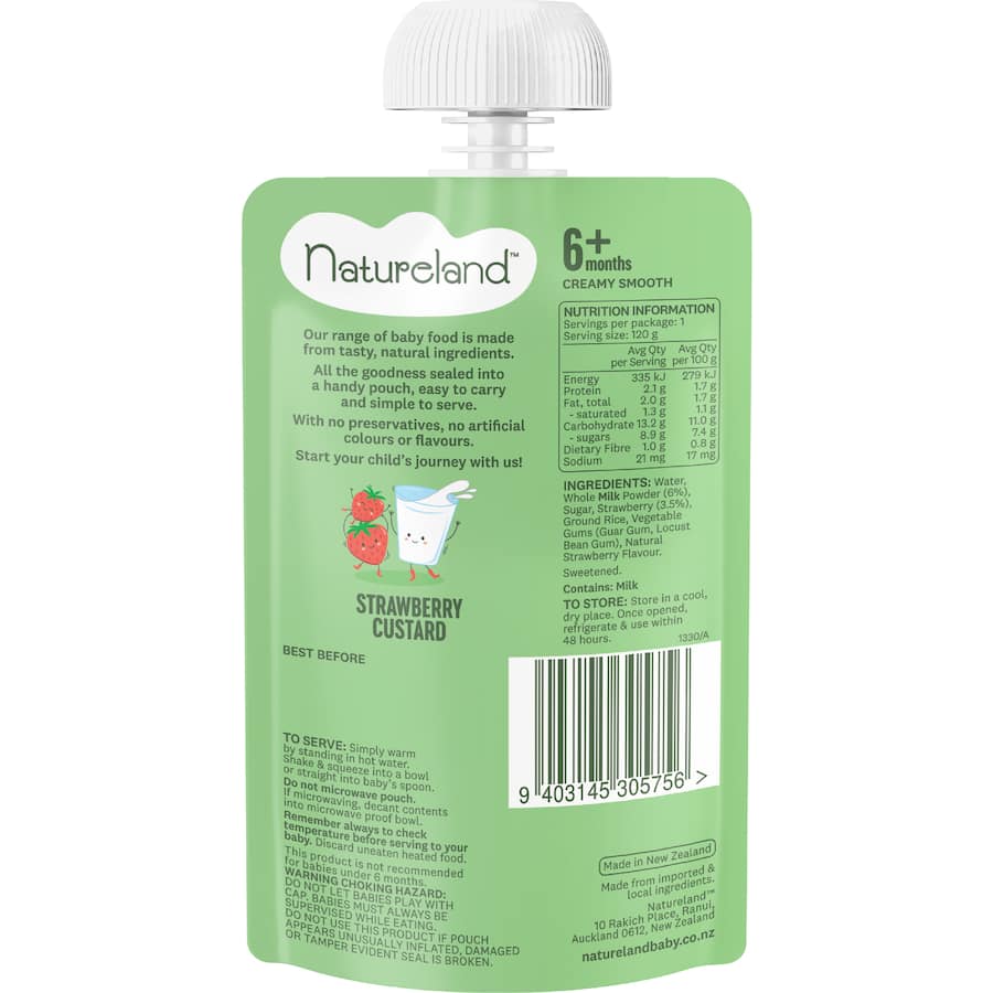 Natureland Baby Food Custard Strawberry 120g