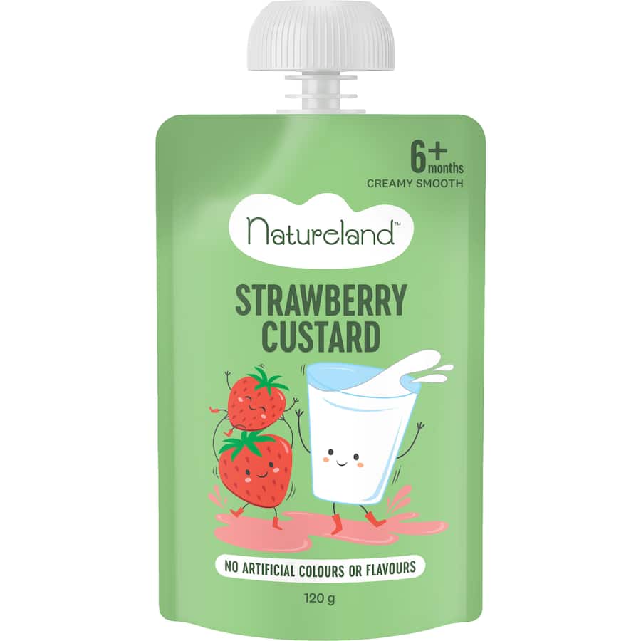 Natureland Baby Food Custard Strawberry 120g
