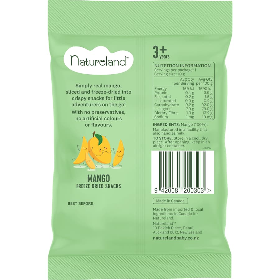 Natureland Baby Snacks Freeze Dried Mango 10g