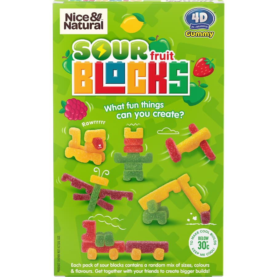 Nice & Natural Fruit Snacks Sour Fruit Blocks 6 pack 120g