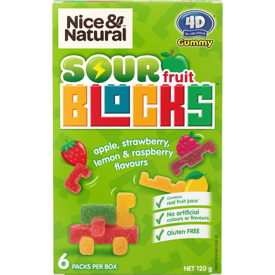 Nice & Natural Fruit Snacks Sour Fruit Blocks 6 pack 120g