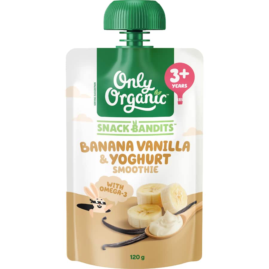 Only Organic Snack Bandits Yoghurt Smoothie Banana Vanilla 120g