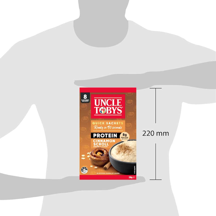 Uncle Tobys Oats Protein Quick Sachets Cinnamon Scroll 8 pack 280g