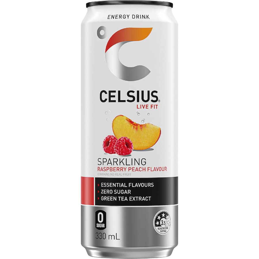 Celsius Live Fit Energy Drink Sparkling Raspberry Peach 330mL