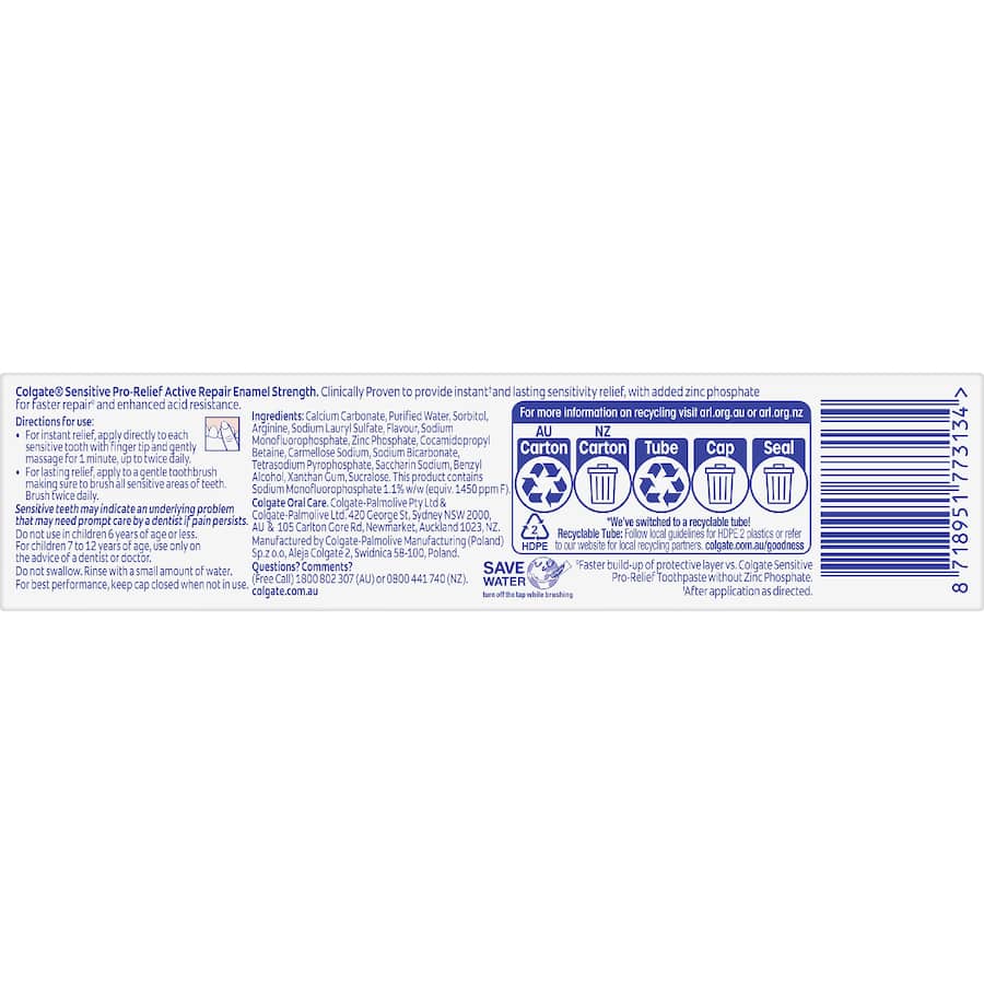Colgate Toothpaste Sensitive Pro Relief Enamel 110g