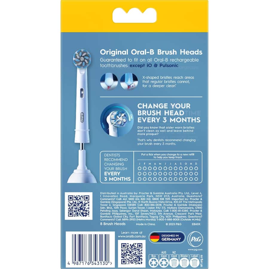 Oral B Replacement Brush Heads Sensitive Clean 8pack