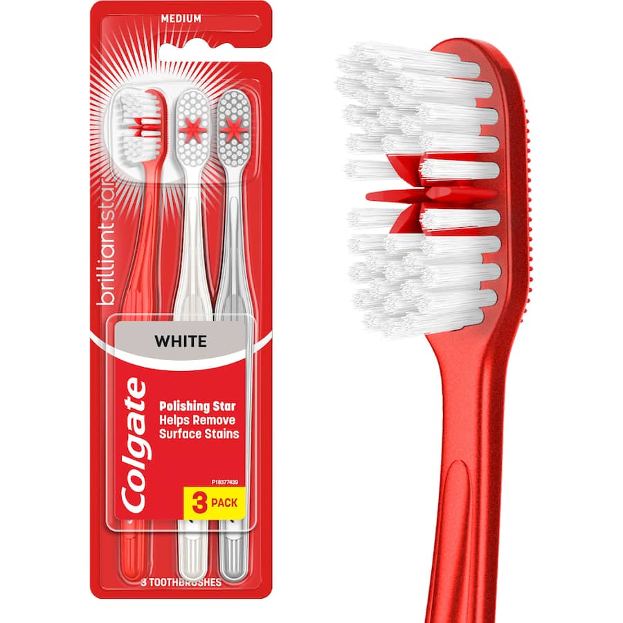 Colgate Toothbrush Brilliant White Medium 3pack