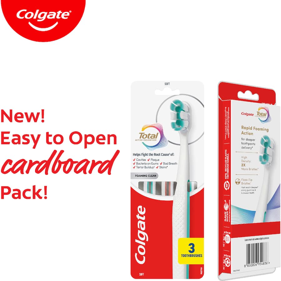 Colgate Toothbrush Total Foaming Clean Soft 3pack