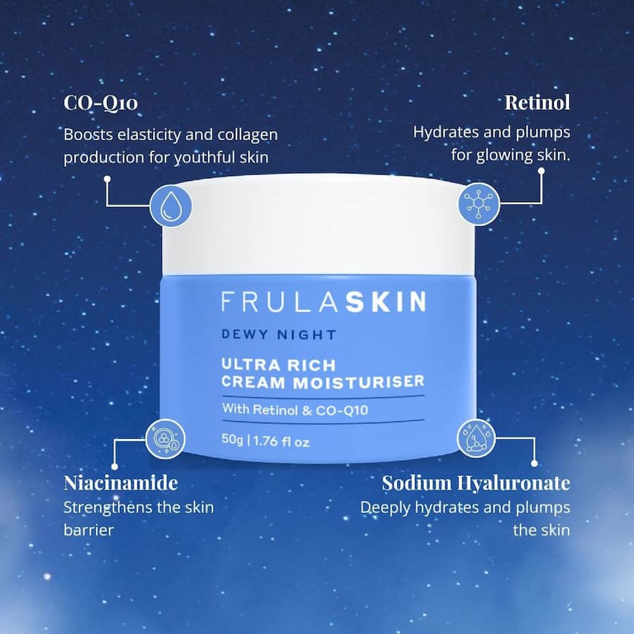 Frula Facial Moisturiser Dewy Night With Retinol 50g