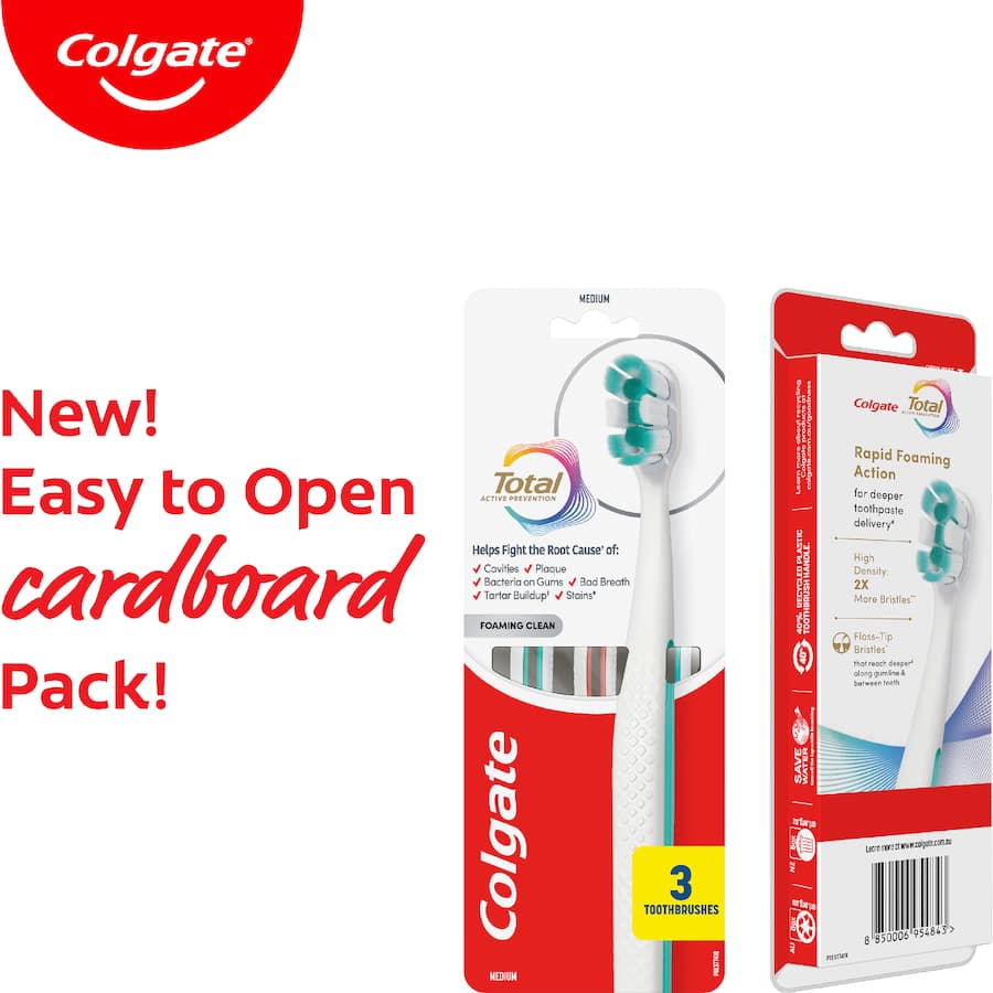 Colgate Toothbrush Total Foaming Clean Medium 3pack