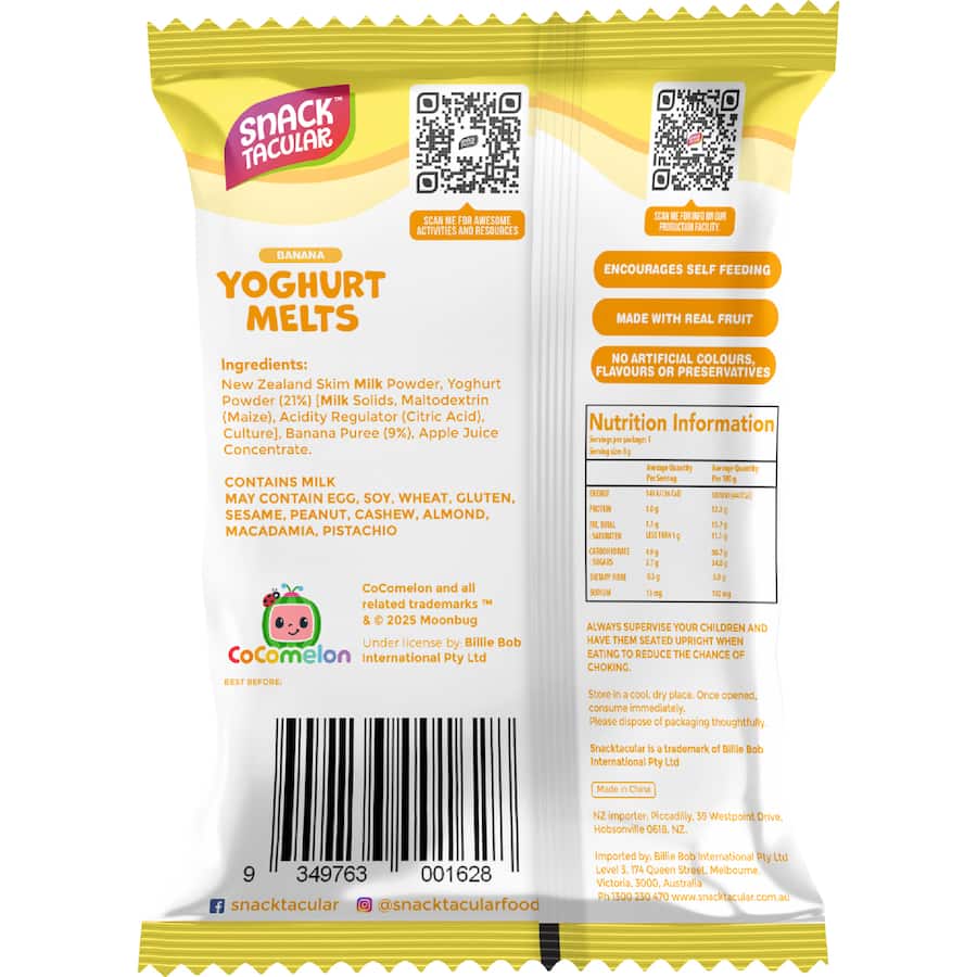 Snacktacular Baby Snacks Yoghurt Melts Banana 8g