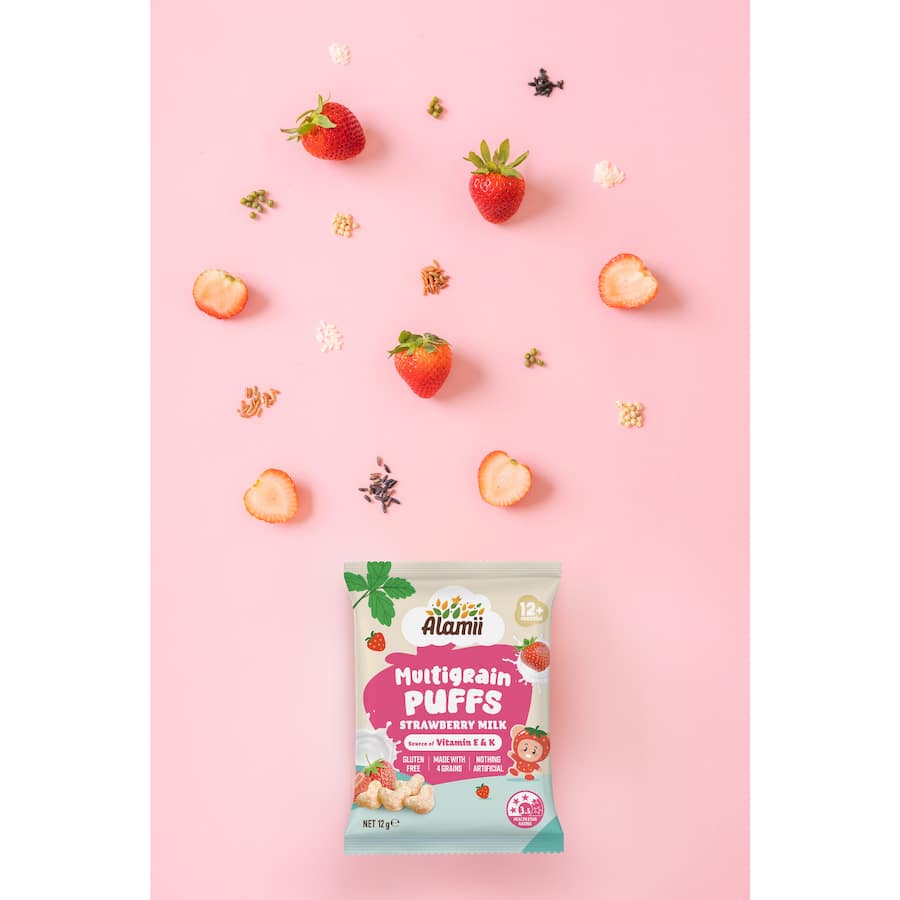 Alamii Multigrain Puffs Strawberry Milk 12g