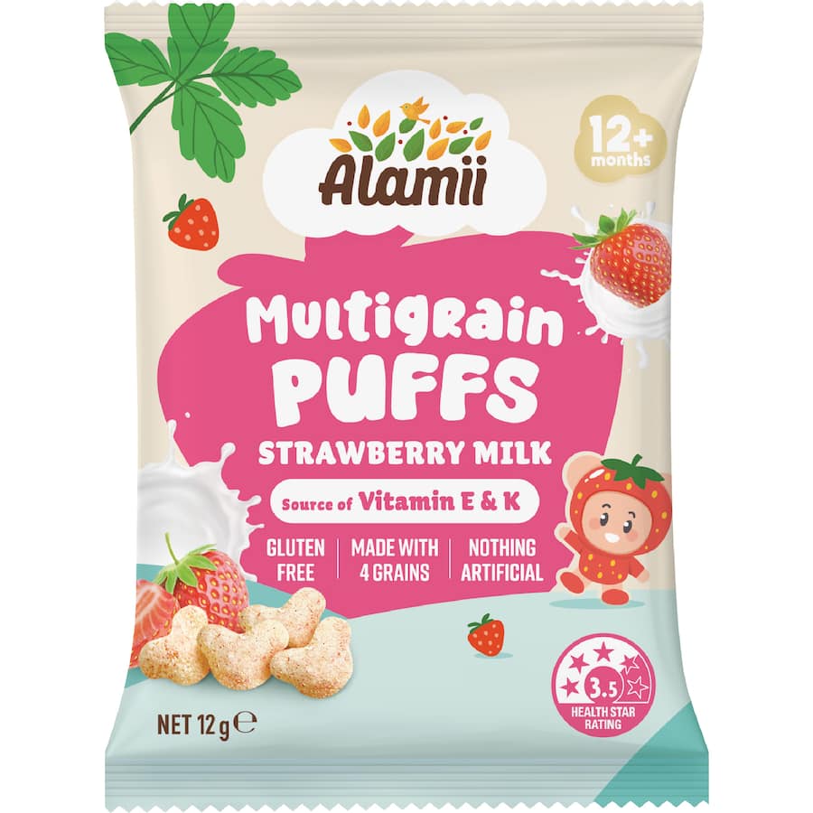 Alamii Multigrain Puffs Strawberry Milk 12g