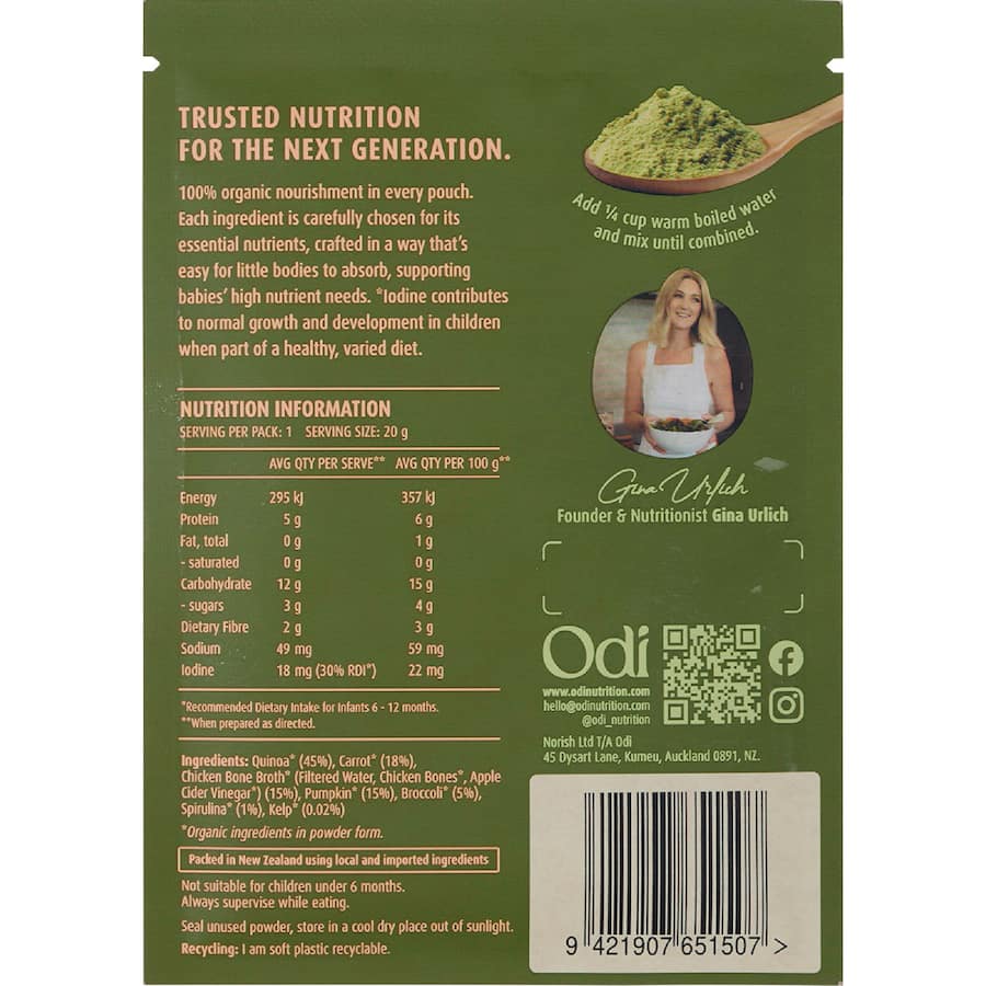 Odi Organic Baby Food Puree Powder Broccoli 20g
