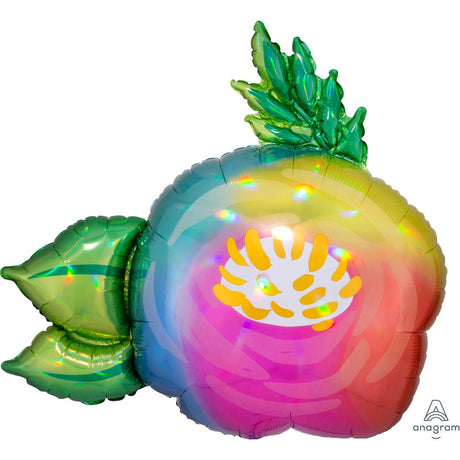 76cm supershape foil balloon in the form of a beautiful iridescent flower, perfect for celebrations and events.