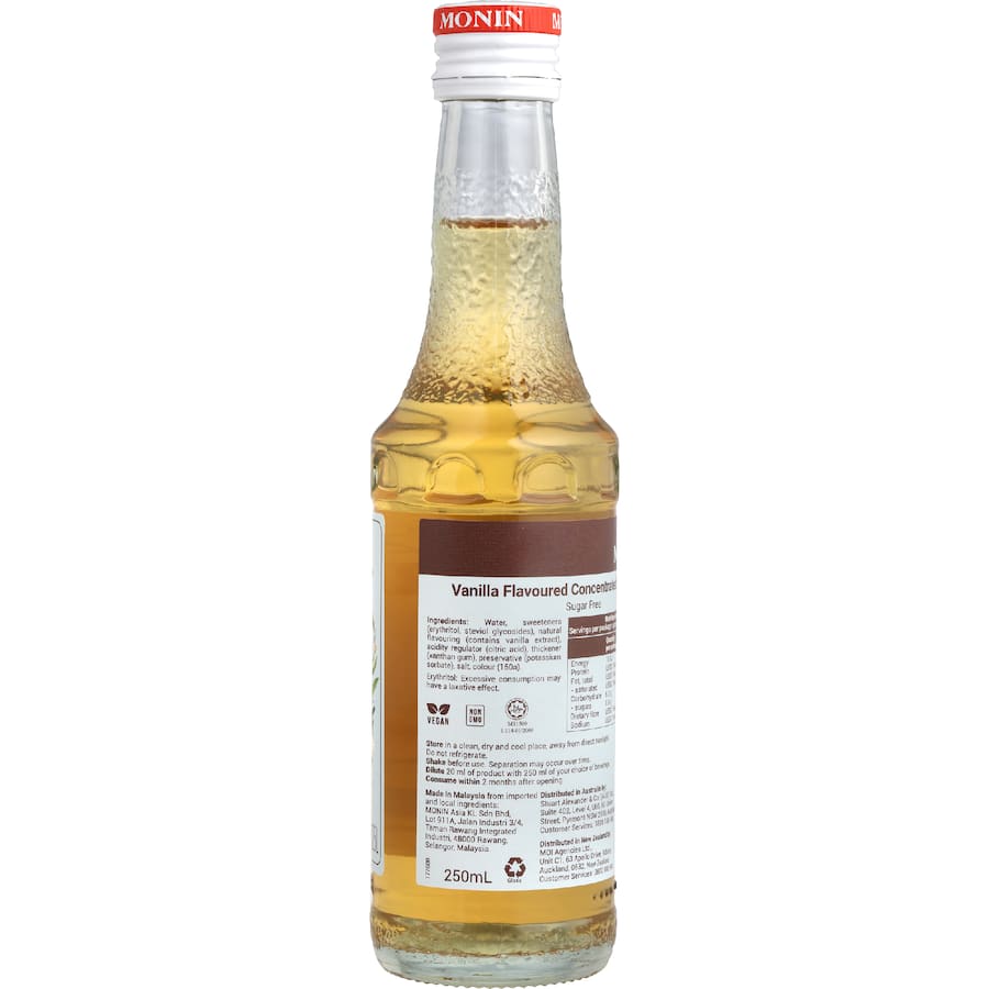 Monin Coffee Syrup Low Sugar Vanilla 250mL