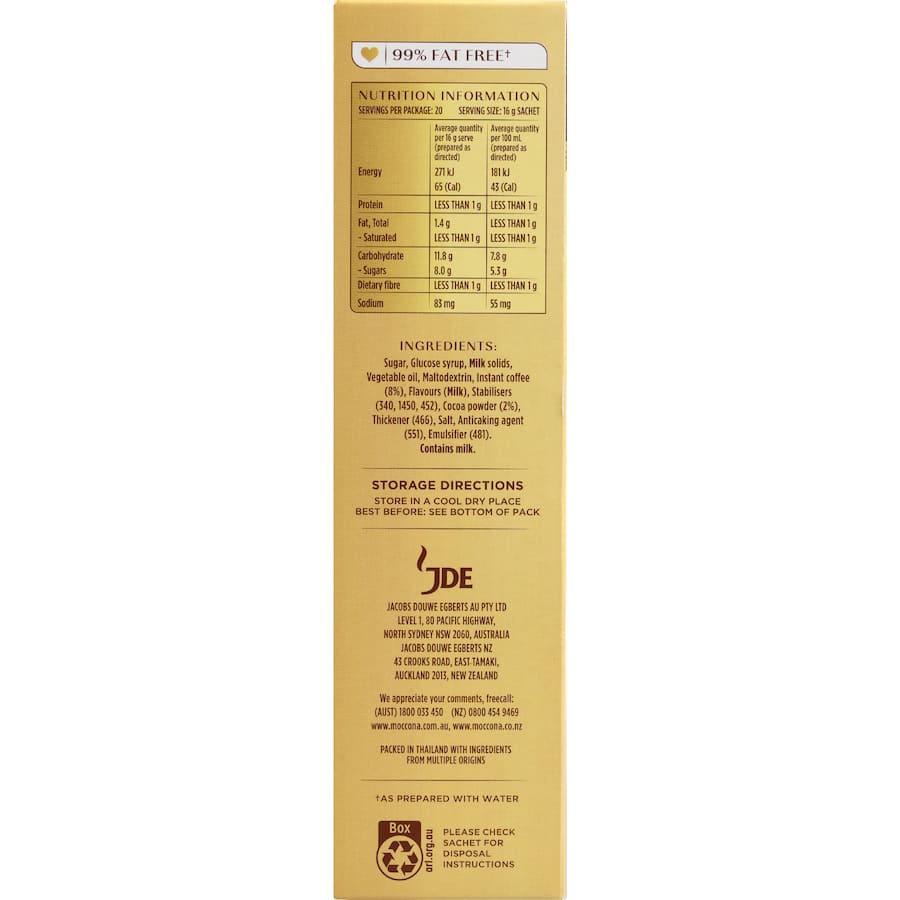 Moccona Coffee Sachets Velvety Mocha 20pack