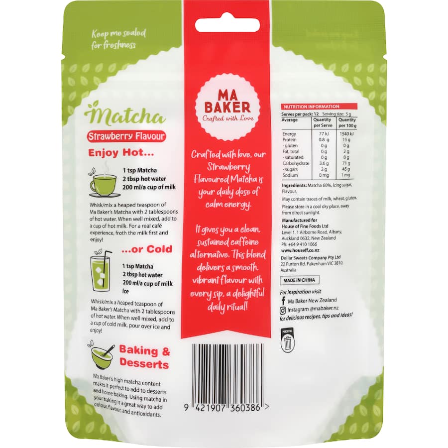 Ma Baker Matcha Powder Strawberry 60g