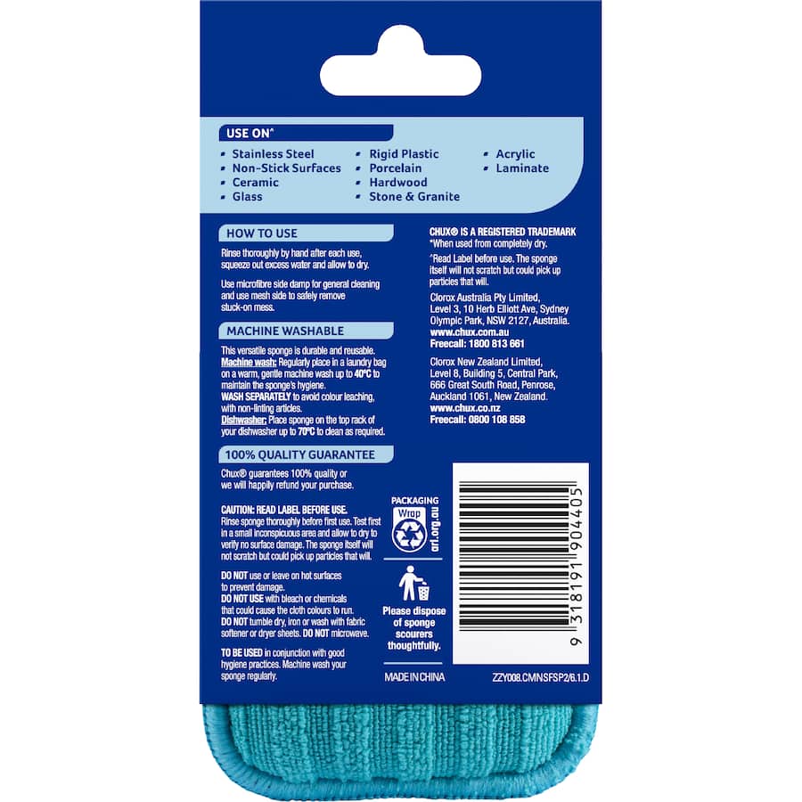 Chux Sponge Non-scratch Microfibre 2pack