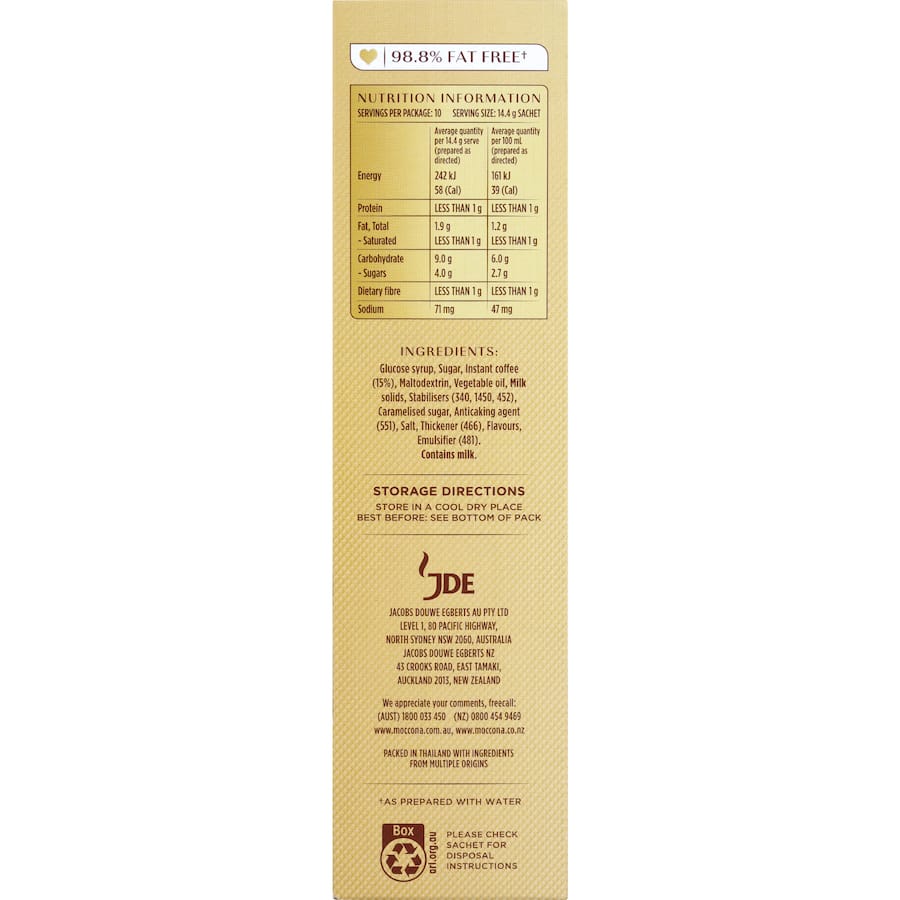 Moccona Coffee Sachets Cappuccino 10pack