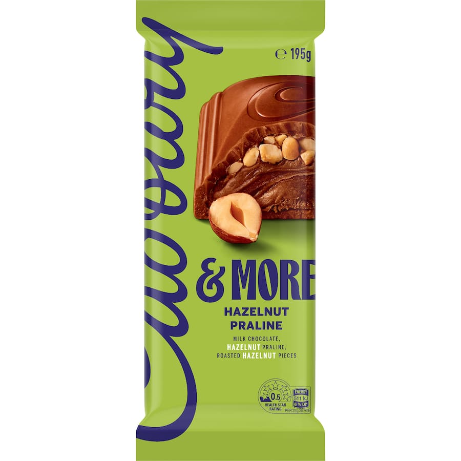 Cadbury & More Chocolate Block Praline Hazelnut 195g