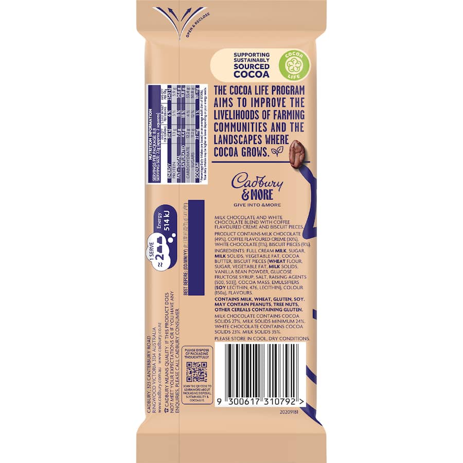 Cadbury & More Chocolate Block Tiramisu Swirl 195g