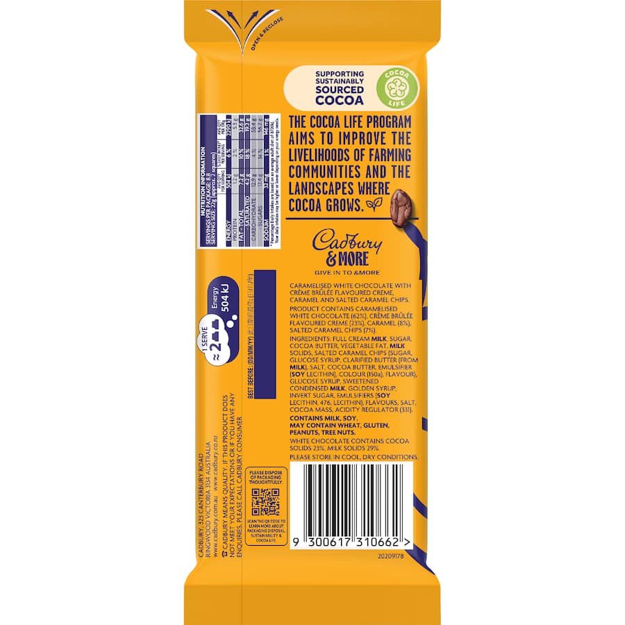 Cadbury & More Chocolate Block Creme Brulee Caramel 195g