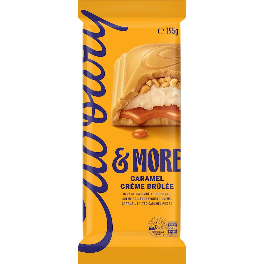 Cadbury & More Chocolate Block Creme Brulee Caramel 195g