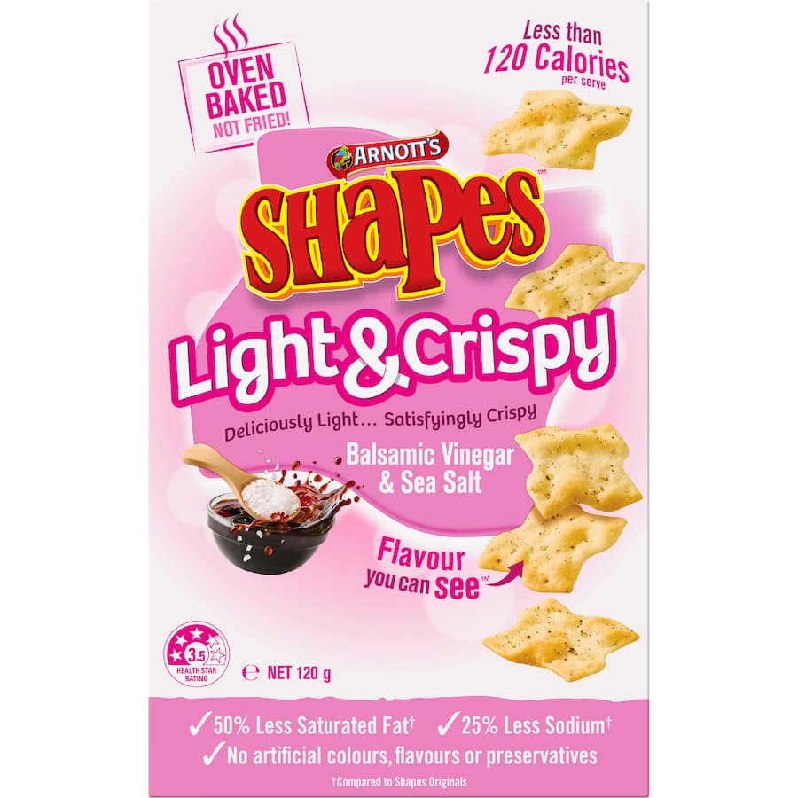 Shapes Light & Crispy Crackers Vinegar & Sea Salt 120g