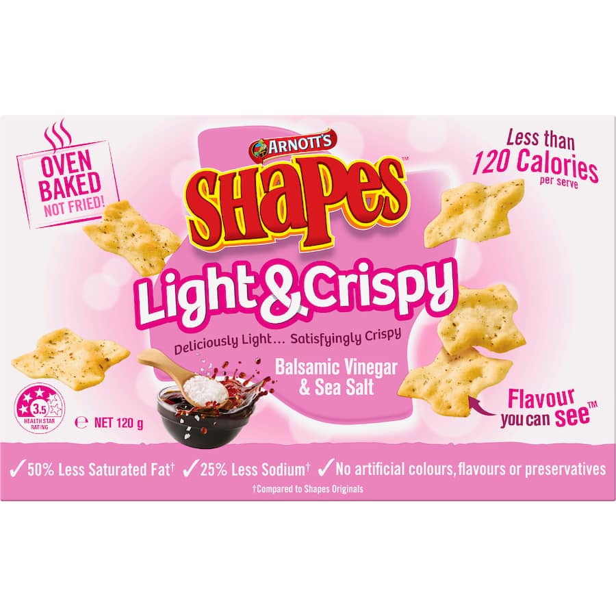 Shapes Light & Crispy Crackers Vinegar & Sea Salt 120g