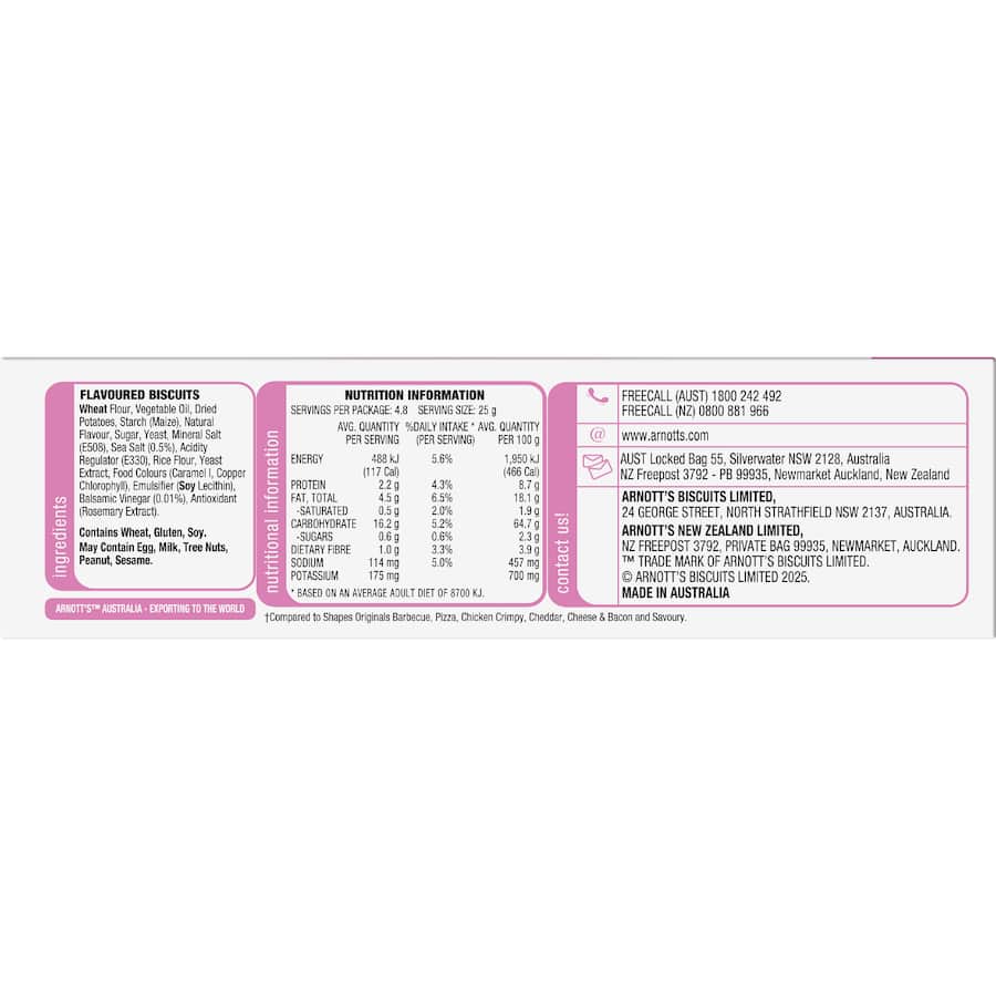 Shapes Light & Crispy Crackers Vinegar & Sea Salt 120g