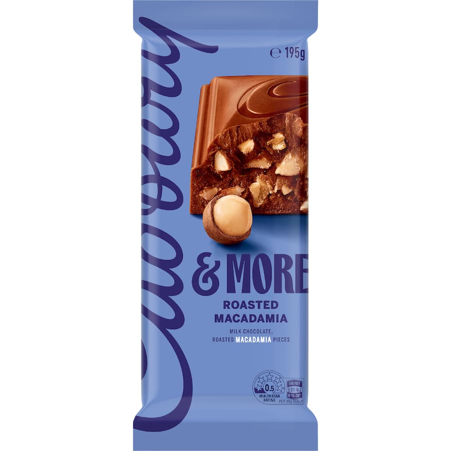 Cadbury & More Chocolate Block Macadamia Roasted 195g