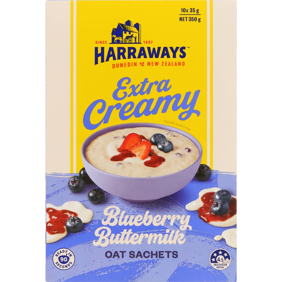 Harraways Extra Creamy Oat Sachets Blueberry Buttermilk 350g