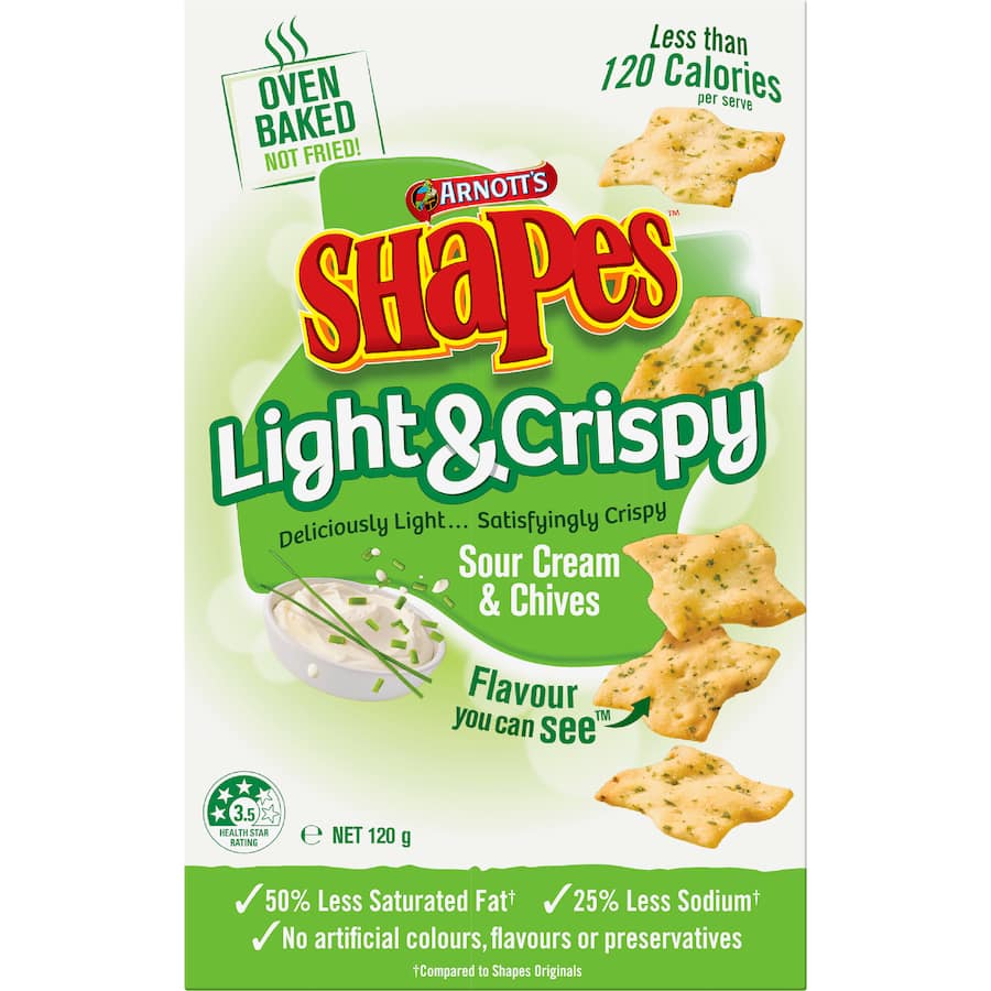 Shapes Light & Crispy Crackers Sour Cream & Chives 120g