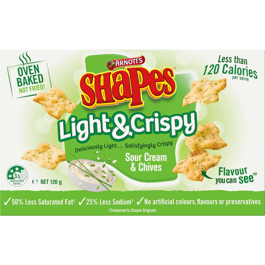 Shapes Light & Crispy Crackers Sour Cream & Chives 120g