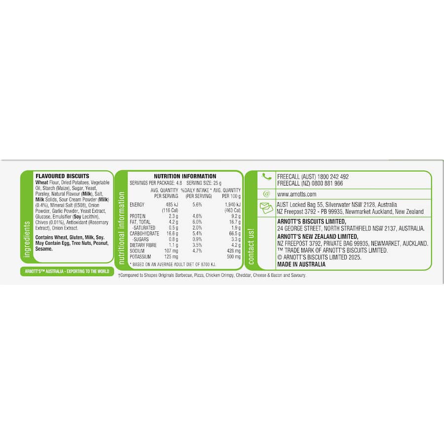 Shapes Light & Crispy Crackers Sour Cream & Chives 120g