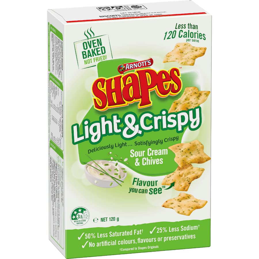 Shapes Light & Crispy Crackers Sour Cream & Chives 120g